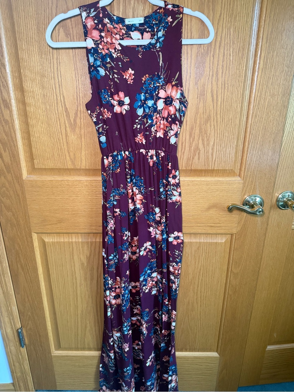 Reb & J. Burgundy Floral Maxi Dress Small
